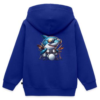 Global - Noir sans Japon Modèle - Sweat Premium à capuche zippé enfant bio - bleu roi - Dos - AI Model Kid Male (0cm)