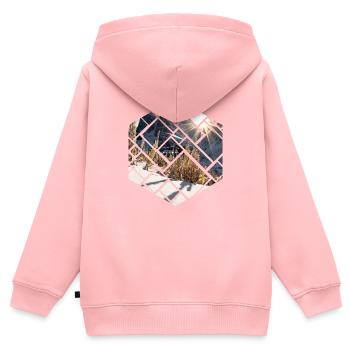 Dolomiten Seceda Winterlandschaft - Kinder Premium Organic Zip Hoodie - Rosa - Hinten - AI Model Kid Female (0cm)