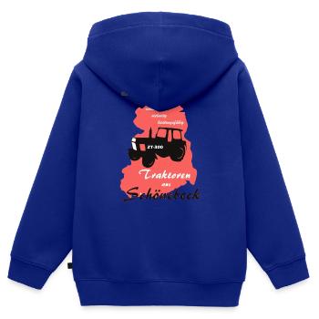 VEB Kombinat Fortschritt - Kinder Premium Organic Zip Hoodie - Royalblau - Hinten - AI Model Kid Male (0cm)
