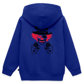 mauvais clown de cirque - Sweat Premium à capuche zippé enfant bio - bleu roi - Dos - AI Model Kid Male (0cm)