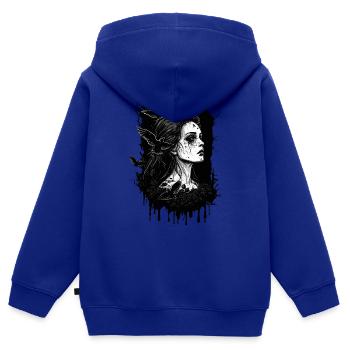 Dark Queen - Kinder Premium Organic Zip Hoodie - Royalblau - Hinten - AI Model Kid Male (0cm)