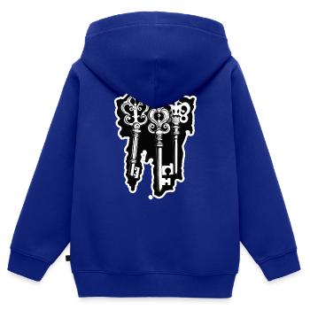 Schlüssel / Schloss / verschlossen / Sicherheit - Kinder Premium Organic Zip Hoodie - Royalblau - Hinten - AI Model Kid Male (0cm)