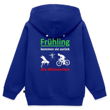 Jeden Frühling kommen sie zurück-Rennrad -Vers.2 - Kinder Premium Organic Zip Hoodie - Royalblau - Hinten - AI Model Kid Male (0cm)