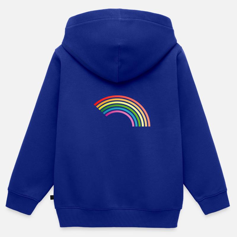arc en ciel - Sweat Premium à capuche zippé enfant bio - bleu roi