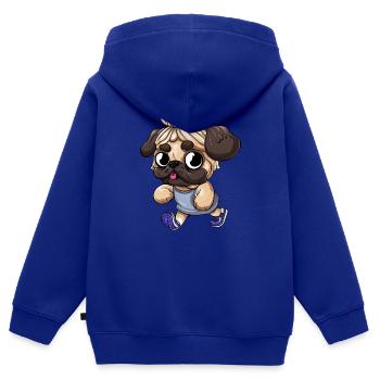 Carlin sportif : en forme et actif sur la route - Sweat Premium à capuche zippé enfant bio - bleu roi - Dos - AI Model Kid Male (0cm)