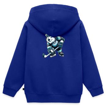 Bär Eisbär Schlittschuh Eishockey Hockey - Kinder Premium Organic Zip Hoodie - Royalblau - Hinten - AI Model Kid Male (0cm)