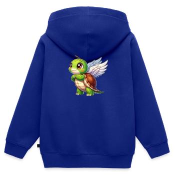 Schildkröte als Engel mit Heiligenschein - Kinder Premium Organic Zip Hoodie - Royalblau - Hinten - AI Model Kid Male (0cm)