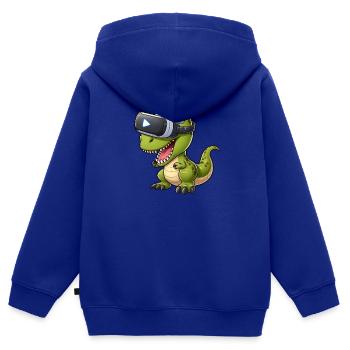 Drôle Dino T-Rex Réalité virtuelle VR Fun - Sweat Premium à capuche zippé enfant bio - bleu roi - Dos - AI Model Kid Male (0cm)