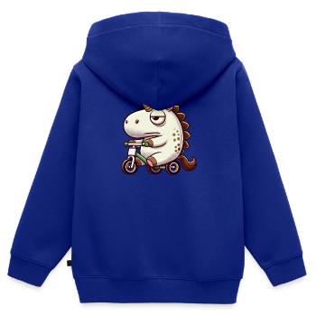 Einhorn auf Dreirad lustig skurril Fabelwesen - Kinder Premium Organic Zip Hoodie - Royalblau - Hinten - AI Model Kid Male (0cm)