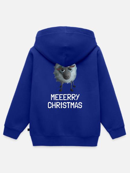 Meeerry Christmas Schaf - Mit Rentiergeweih - Kinder Premium Organic Zip Hoodie - Royalblau