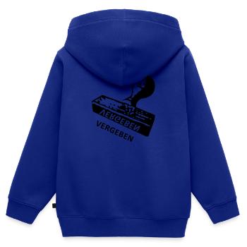 Vergeben - Stempel - Kinder Premium Organic Zip Hoodie - Royalblau - Hinten - AI Model Kid Male (0cm)