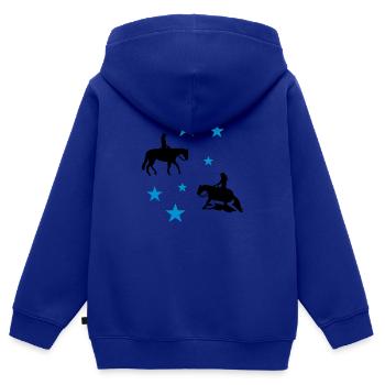 Plaisir & Reining étoiles - Sweat Premium à capuche zippé enfant bio - bleu roi - Dos - AI Model Kid Male (0cm)