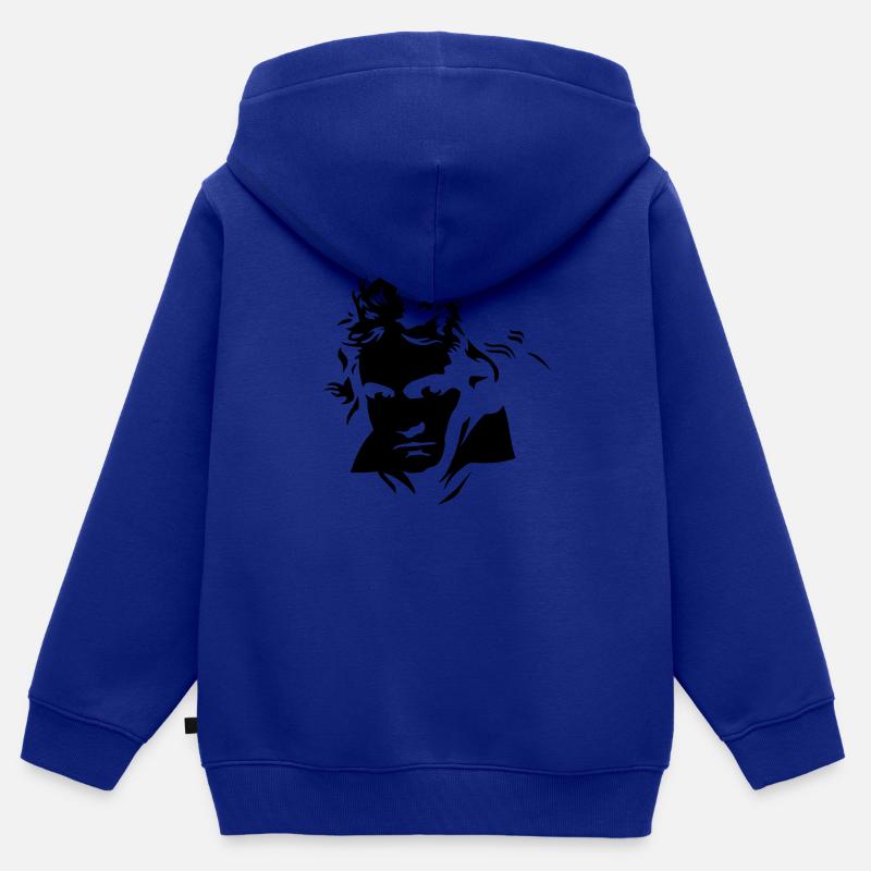 compositeur musique classique visage de beethoven - Sweat Premium à capuche zippé enfant bio - bleu roi