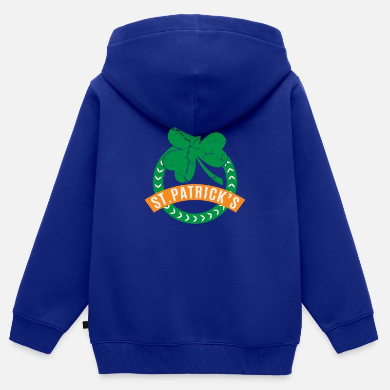 Fête de la Saint-Patrick - Sweat Premium à capuche zippé enfant bio - bleu roi