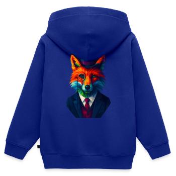 WPAP Style Animals - Renard Élégant Costume Monocle - Sweat Premium à capuche zippé enfant bio - bleu roi - Dos - AI Model Kid Male (0cm)