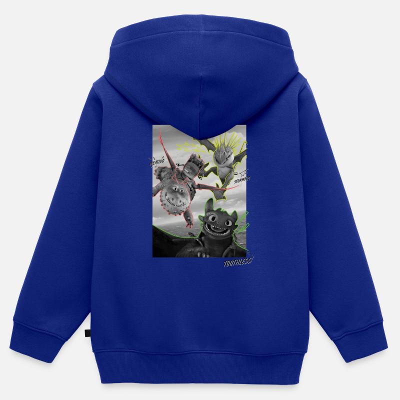 Cómo entrenar a tu dragón Flying Dragons - Sudadera con cremallera y capucha para niño/adolescente Premium ecológica  - azul royal