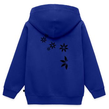 Fleurs, déco, fleur - Sweat Premium à capuche zippé enfant bio - bleu roi - Dos - AI Model Kid Male (0cm)