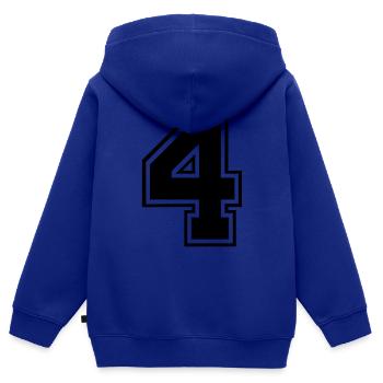 vier - Kinder Premium Organic Zip Hoodie - Royalblau - Hinten - AI Model Kid Male (0cm)