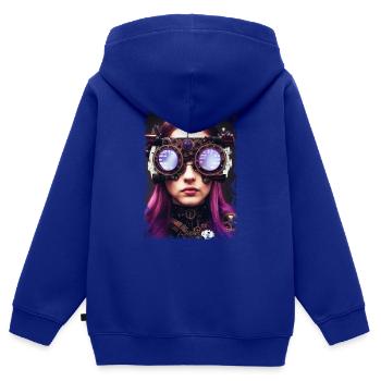 Steampunk Welt - Kinder Premium Organic Zip Hoodie - Royalblau - Hinten - AI Model Kid Male (0cm)