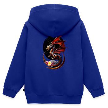 Dragon nocturne - Sweat Premium à capuche zippé enfant bio - bleu roi - Dos - AI Model Kid Male (0cm)
