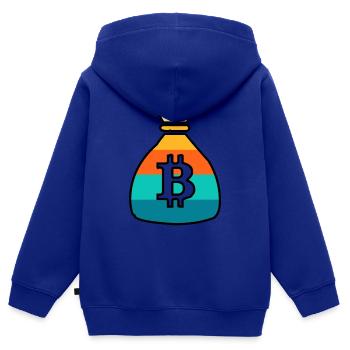 Bourse de bitcoin rétro - Sweat Premium à capuche zippé enfant bio - bleu roi - Dos - AI Model Kid Male (0cm)