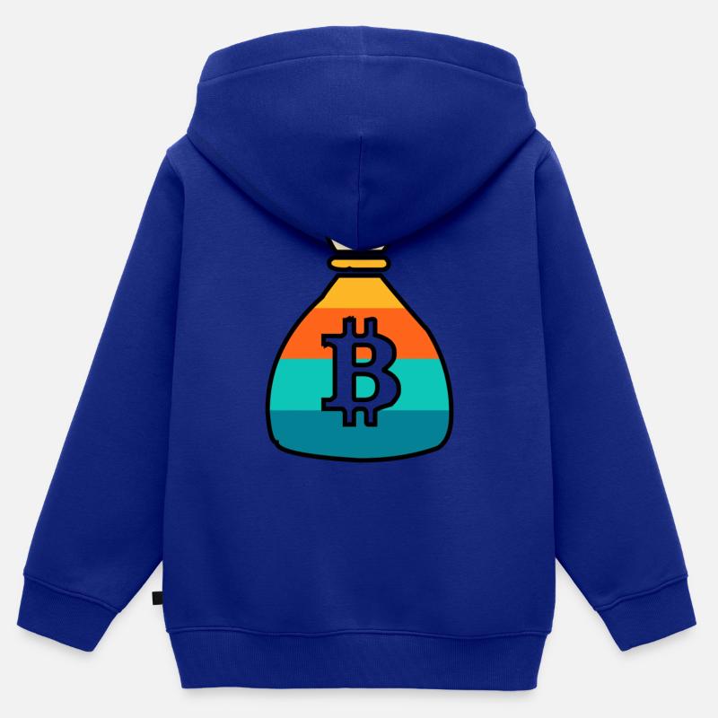 Bourse de bitcoin rétro - Sweat Premium à capuche zippé enfant bio - bleu roi