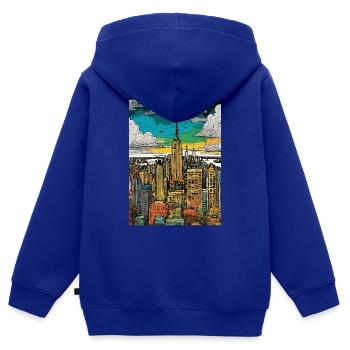 New York - Kinder Premium Organic Zip Hoodie - Royalblau - Hinten - AI Model Kid Male (0cm)