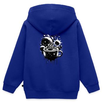 Im Morgen-Kaffee liegt ein Universum - Kinder Premium Organic Zip Hoodie - Royalblau - Hinten - AI Model Kid Male (0cm)