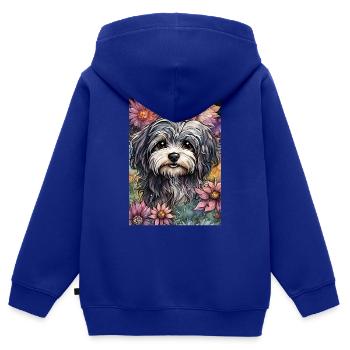 Niedlicher Havaneser Hund in Aquarell - Kinder Premium Organic Zip Hoodie - Royalblau - Hinten - AI Model Kid Male (0cm)