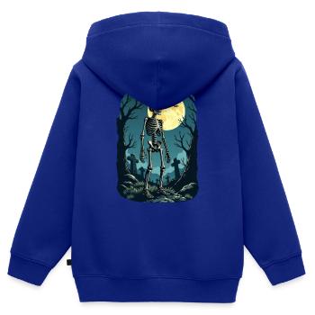 Skeleton in wood - Sweat Premium à capuche zippé enfant bio - bleu roi - Dos - AI Model Kid Male (0cm)
