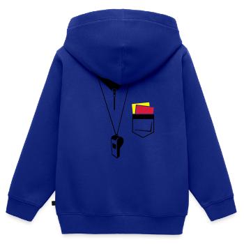 Schiedsrichter - Fußball - Karte und Pfeife - Kinder Premium Organic Zip Hoodie - Royalblau - Hinten - AI Model Kid Male (0cm)