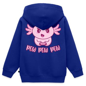 Axolotl gamer Zocker gaming zocken pew pew pew - Kinder Premium Organic Zip Hoodie - Royalblau - Hinten - AI Model Kid Male (0cm)