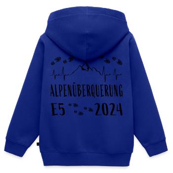 Alpenüberquerung E5 2024 Herzschlag - Kinder Premium Organic Zip Hoodie - Royalblau - Hinten - AI Model Kid Male (0cm)
