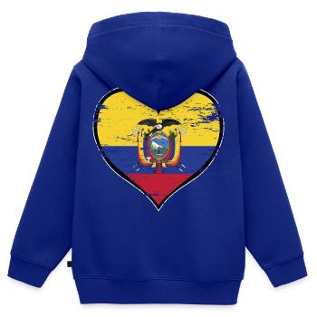 Ecuador Herzflagge used - Kinder Premium Organic Zip Hoodie - Royalblau - Hinten - AI Model Kid Male (0cm)