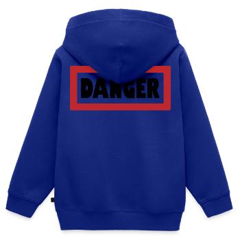 Warnung: Stilvoll gefährlich - Kinder Premium Organic Zip Hoodie - Royalblau - Hinten - AI Model Kid Male (0cm)