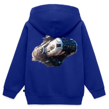 Vaisseau Spatial cyberpunk - Sweat Premium à capuche zippé enfant bio - bleu roi - Dos - AI Model Kid Male (0cm)
