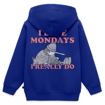 Pinocchio Lounges And Loves Mondays - Kids Premium Organic Zip-up Hoodie - royal blue - Back - AI Model Kid Male (0cm)