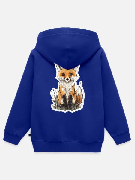 Fuchs - Kinder Premium Organic Zip Hoodie - Royalblau