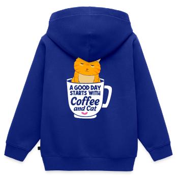 tabby cat - Kids Premium Organic Zip-up Hoodie - royal blue - Back - AI Model Kid Male (0cm)