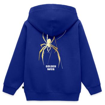 Goldene Spinne Golden Web Streetwear Design - Kinder Premium Organic Zip Hoodie - Royalblau - Hinten - AI Model Kid Male (0cm)