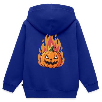 Flammender Kürbis Jack-o'-Lantern - Kinder Premium Organic Zip Hoodie - Royalblau - Hinten - AI Model Kid Male (0cm)