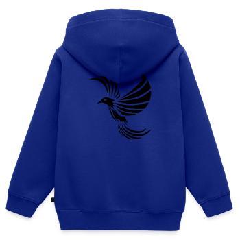 Phoenix by Dk - Sweat Premium à capuche zippé enfant bio - bleu roi - Dos - AI Model Kid Male (0cm)