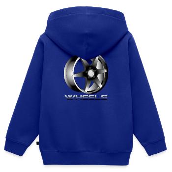 wheels - Kinder Premium Organic Zip Hoodie - Royalblau - Hinten - AI Model Kid Male (0cm)