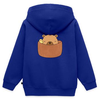 Süßes Wasserschwein mit Mandarine im Bad mit Entlein - Kinder Premium Organic Zip Hoodie - Royalblau - Hinten - AI Model Kid Male (0cm)