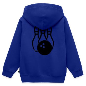 Boule de bowling et quilles - Sweat Premium à capuche zippé enfant bio - bleu roi - Dos - AI Model Kid Male (0cm)