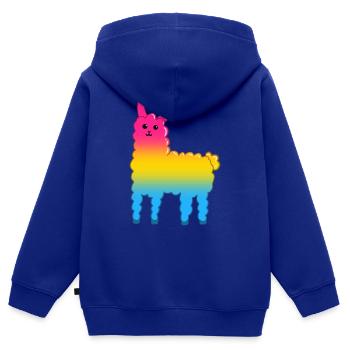 Llama Pan - Kids Premium Organic Zip-up Hoodie - royal blue - Back - AI Model Kid Male (0cm)