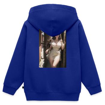 Woman in a alley, town,Generated AI - Kinder Premium Organic Zip Hoodie - Royalblau - Hinten - AI Model Kid Male (0cm)