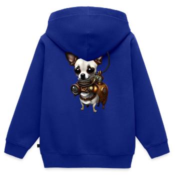 Steampunk Chihuahua - Sweat Premium à capuche zippé enfant bio - bleu roi - Dos - AI Model Kid Male (0cm)
