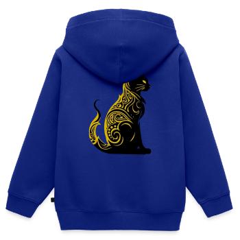 cat - Kinder Premium Organic Zip Hoodie - Royalblau - Hinten - AI Model Kid Male (0cm)
