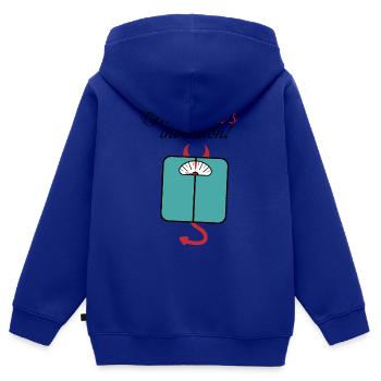 Le diable fait des écailles - Sweat Premium à capuche zippé enfant bio - bleu roi - Dos - AI Model Kid Male (0cm)